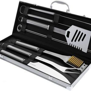 BBQ Grill Tool Set 6-Piece Stainless Steel with Aluminum Storage Case